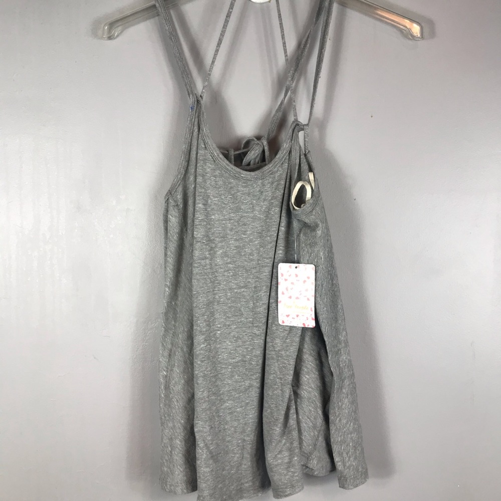 Free People Gray Strappy Cross-Back Tank